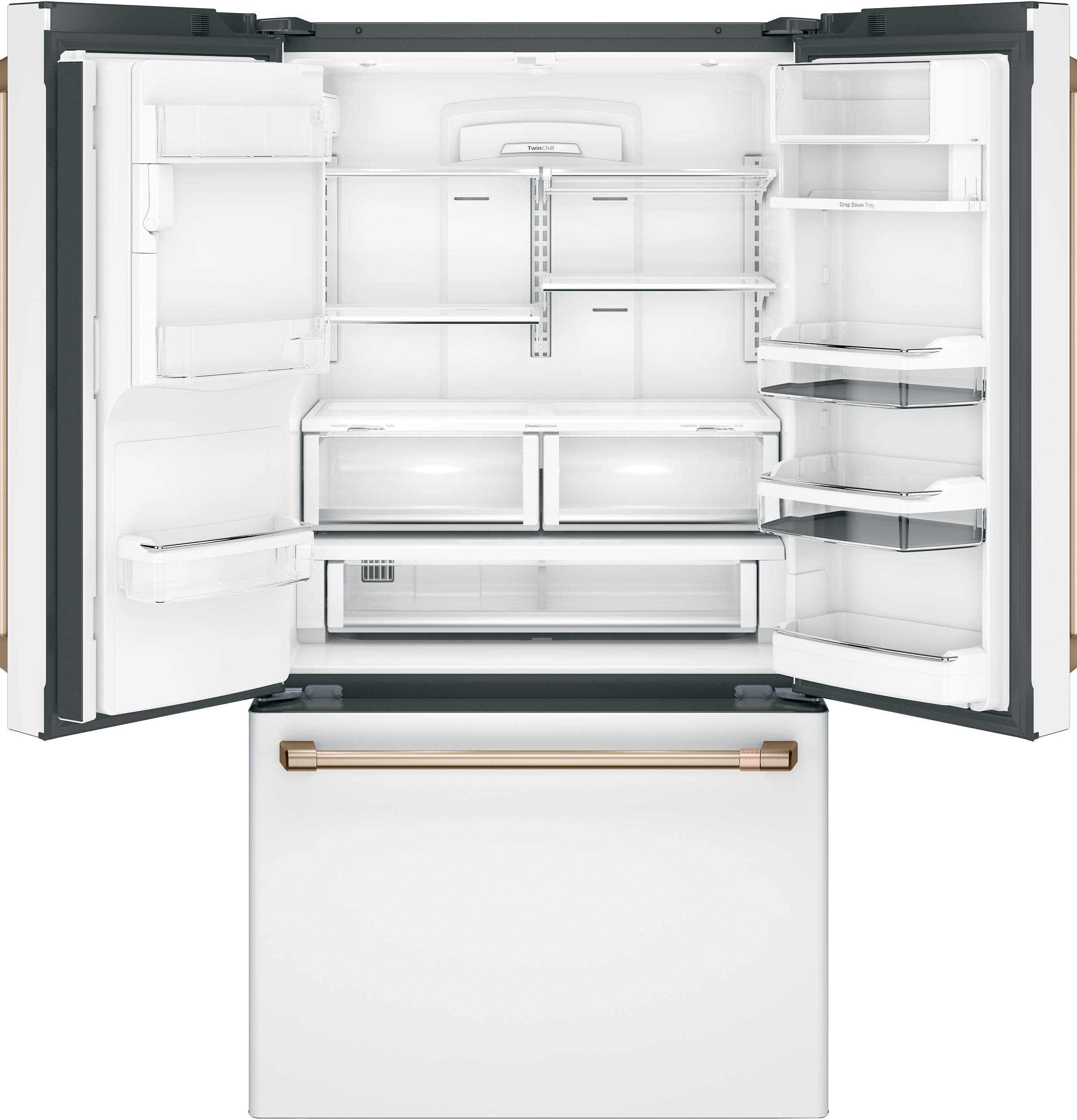 Cafe CYE22TP4MW2 Matte White with Brushed Bronze Handles