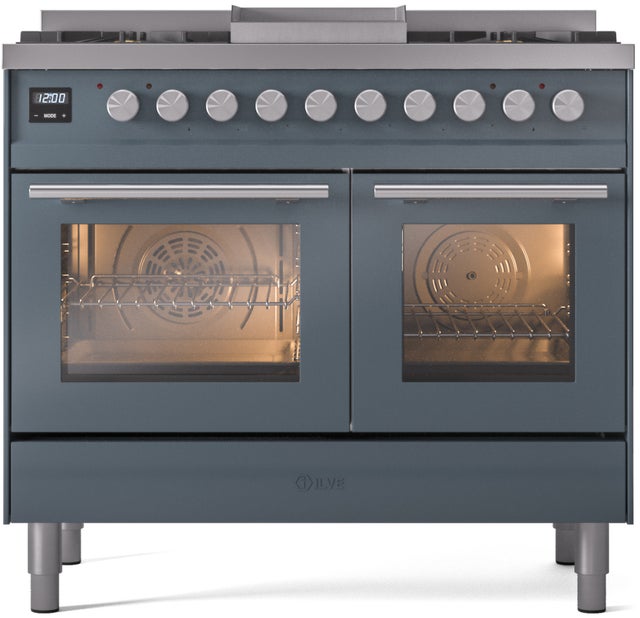 Ilve UPD40FWMPBG 40 inch Dual Fuel Range Gas Burner Top and Electri...