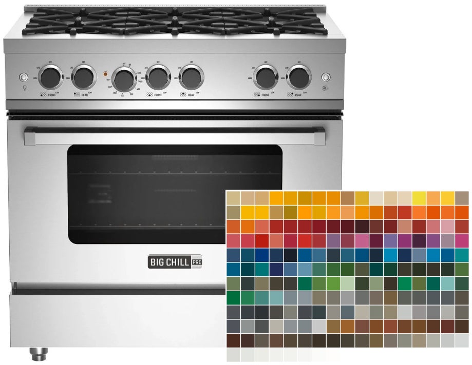 Big Chill BCPRO36CCNG 36 Inch Pro Gas Range: Custom Color, Natural Gas