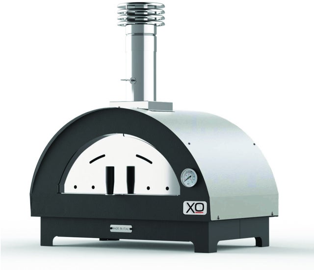 XO XOPIZZA1SS 28 Inch Countertop Wood Fired Pizza Oven with Refr...