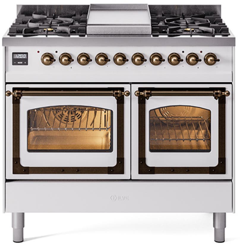 Ilve UND40FNMPWHB White With Bronze Knobs, Natural Gas