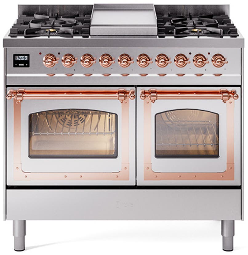 Ilve UND40FNMPSSP Stainless Steel With Copper Knobs, Natural Gas