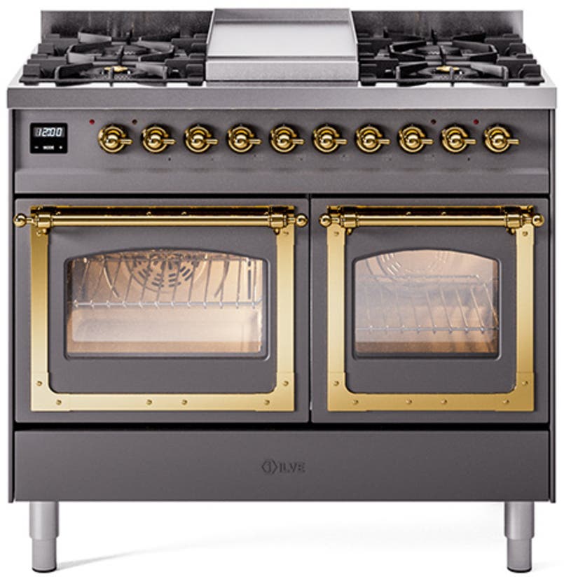 Ilve UND40FNMPMBGLP Midnight Blue With Brass Knobs, Liquid Propane