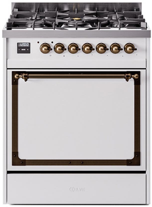 Ilve UN30QNMPWHBLP White With Bronze Knobs, Liquid Propane