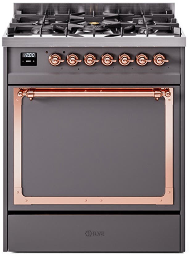 Ilve UN30QNMPMGP Graphite Matte With Copper Knobs, Natural Gas