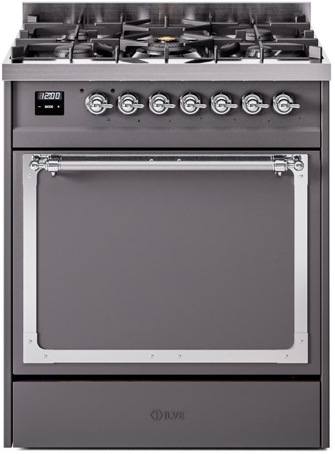 Ilve UN30QNMPMGC Graphite Matte With Chrome Knobs, Natural Gas