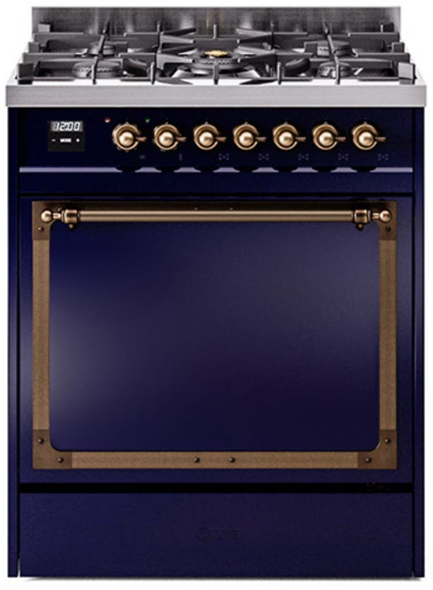 Ilve UN30QNMPMBB Midnight Blue With Bronze Knobs, Natural Gas