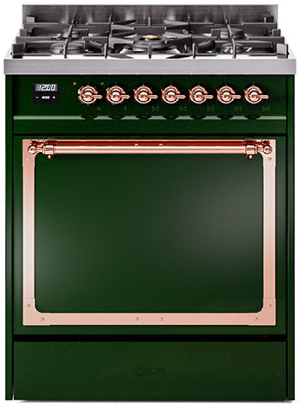 Ilve UN30QNMPEGPLP Emerald Green With Copper Knobs, Liquid Propane