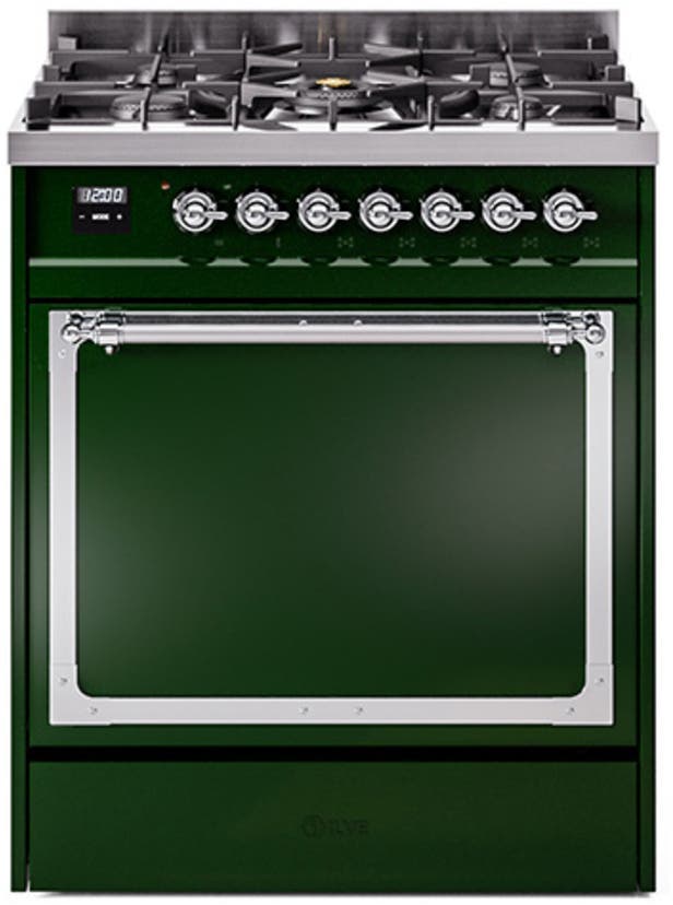 Ilve UN30QNMPEGCLP Emerald Green With Chrome Knobs, Liquid Propane
