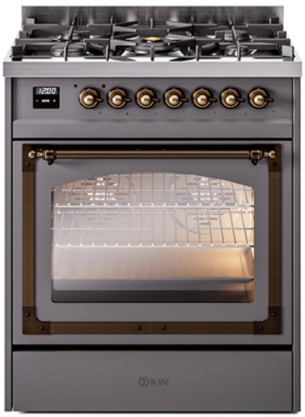 Ilve UN30NMPMGBLP Graphite Matte With Bronze Knobs, Liquid Propane