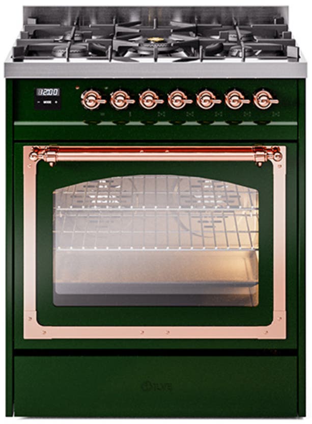 Ilve UN30NMPEGP Emerald Green With Copper Knobs, Natural Gas