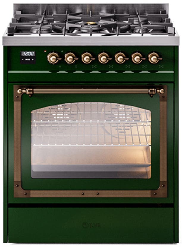 Ilve UN30NMPEGBLP Emerald Green With Bronze Knobs, Liquid Propane