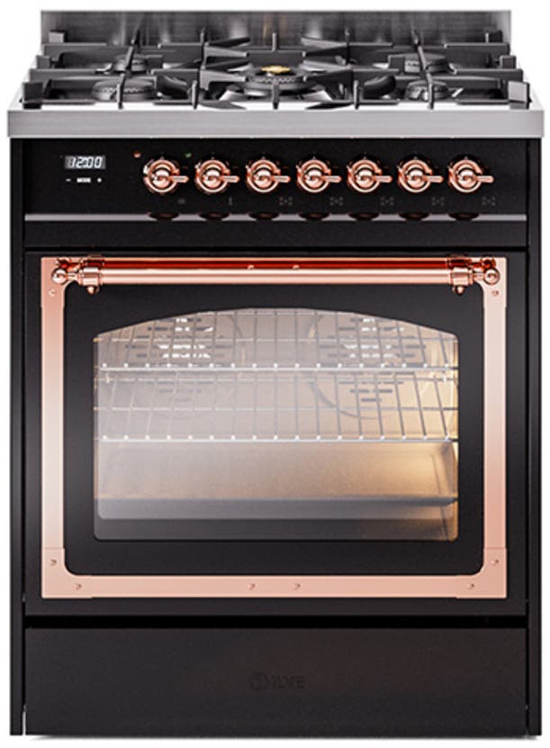 Ilve UN30NMPBKP Glossy Black With Copper Knobs, Natural Gas