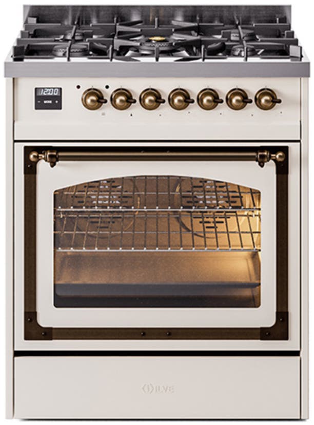 Ilve UN30NMPAWBLP Antique White With Bronze Knobs, Liquid Propane