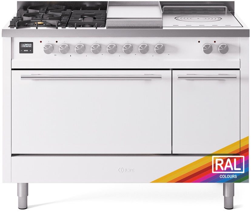 Ilve UP48FSQMPRALP Professional Plus 48 Inch Dual Fuel Range with 5 S...