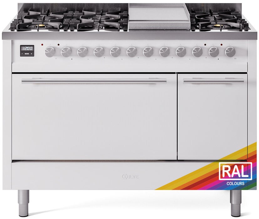 Ilve UP48FQMPRALP Professional Plus 48 Inch Dual Fuel Range with 8 S...