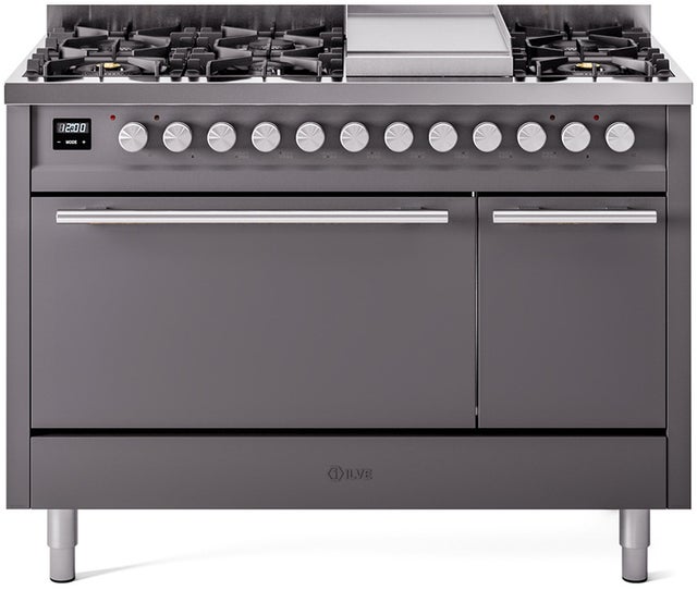 Ilve UP48FQMPMGLP Professional Plus 48 Inch Dual Fuel Range with 8 S...