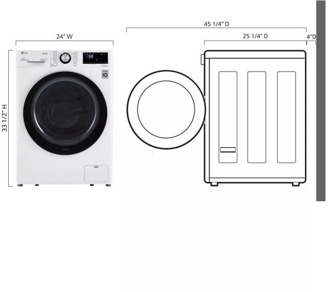 LG WM1455HWA 24 Inch Smart Compact Front Load Washer with 2.4 C...