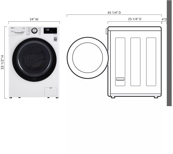 LG WM1455HWA 24 Inch Smart Compact Front Load Washer with 2.4 C...