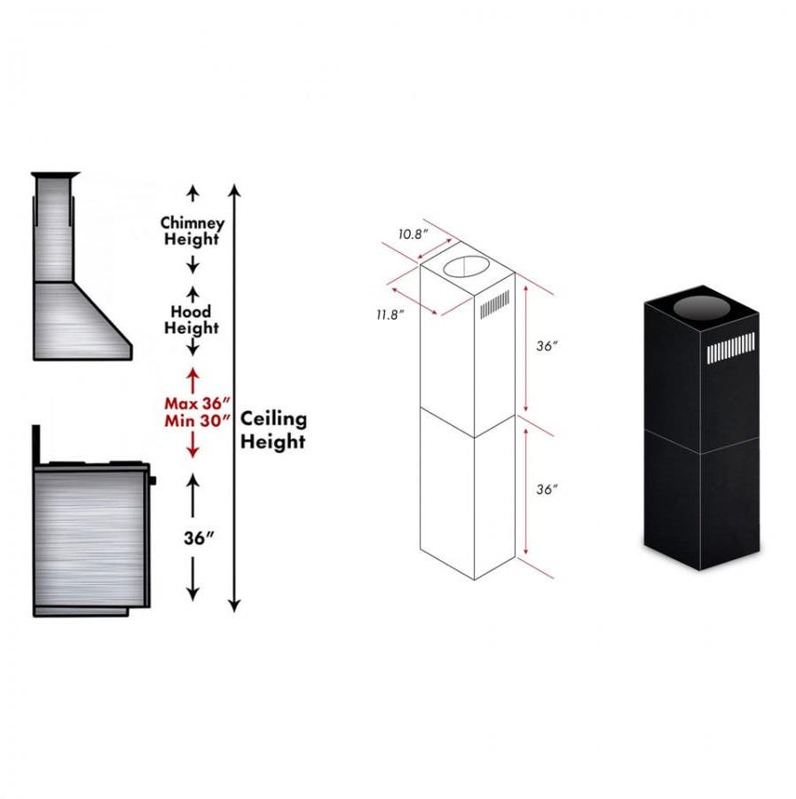 Zline 2PCEXTBSGL2IN Black Stainless Steel