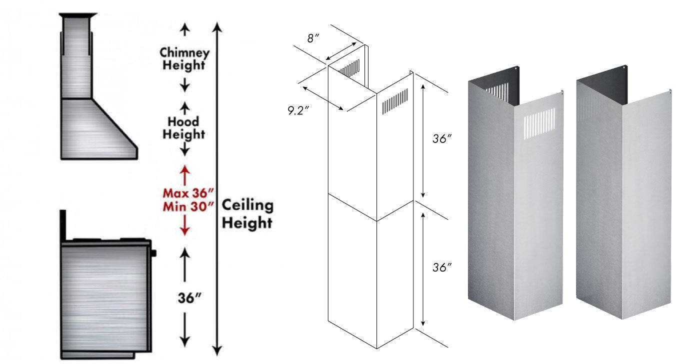 Zline 2PCEXTKBKL2KL3 Brushed 430 Stainless Steel