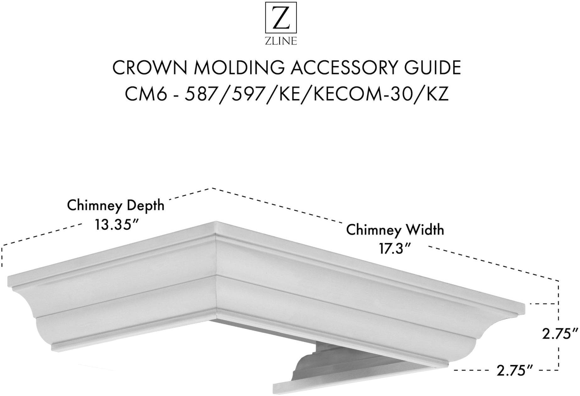 Zline CM6587597KEKECOM30KZ Brushed 430 Stainless Steel