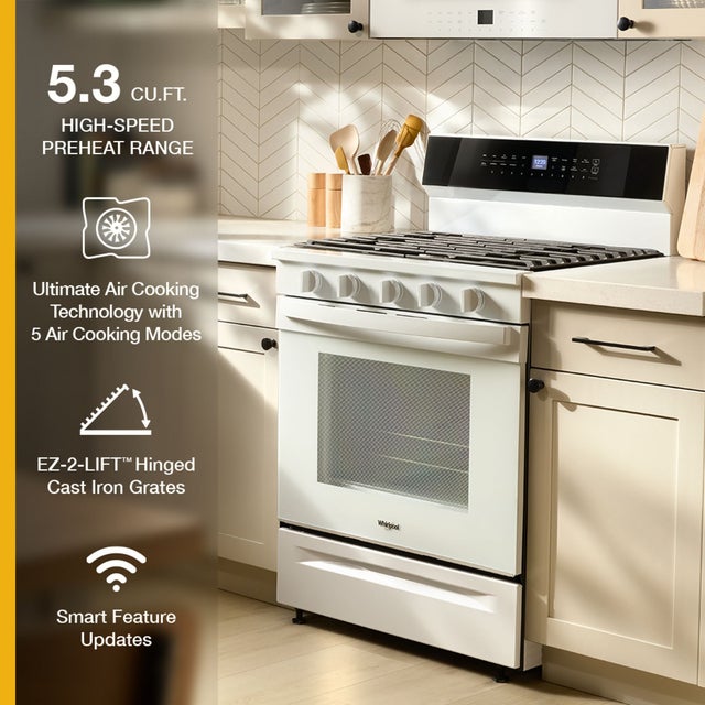 Whirlpool WFGS7530RW 30 Inch Smart Gas Range With Air Cooking technolog...