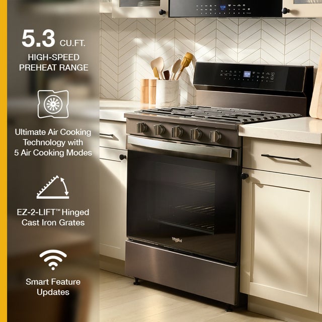 Whirlpool WFGS7530RV 30 Inch Smart Gas Range With Air Cooking technolog...