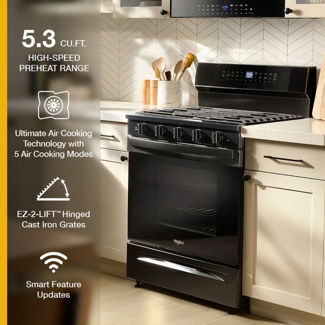 Whirlpool WFGS7530RB 30 Inch Smart Gas Range With Air Cooking technolog...