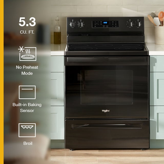 Whirlpool WFES3330RB 30 Inch Electric Freestanding Range: Black