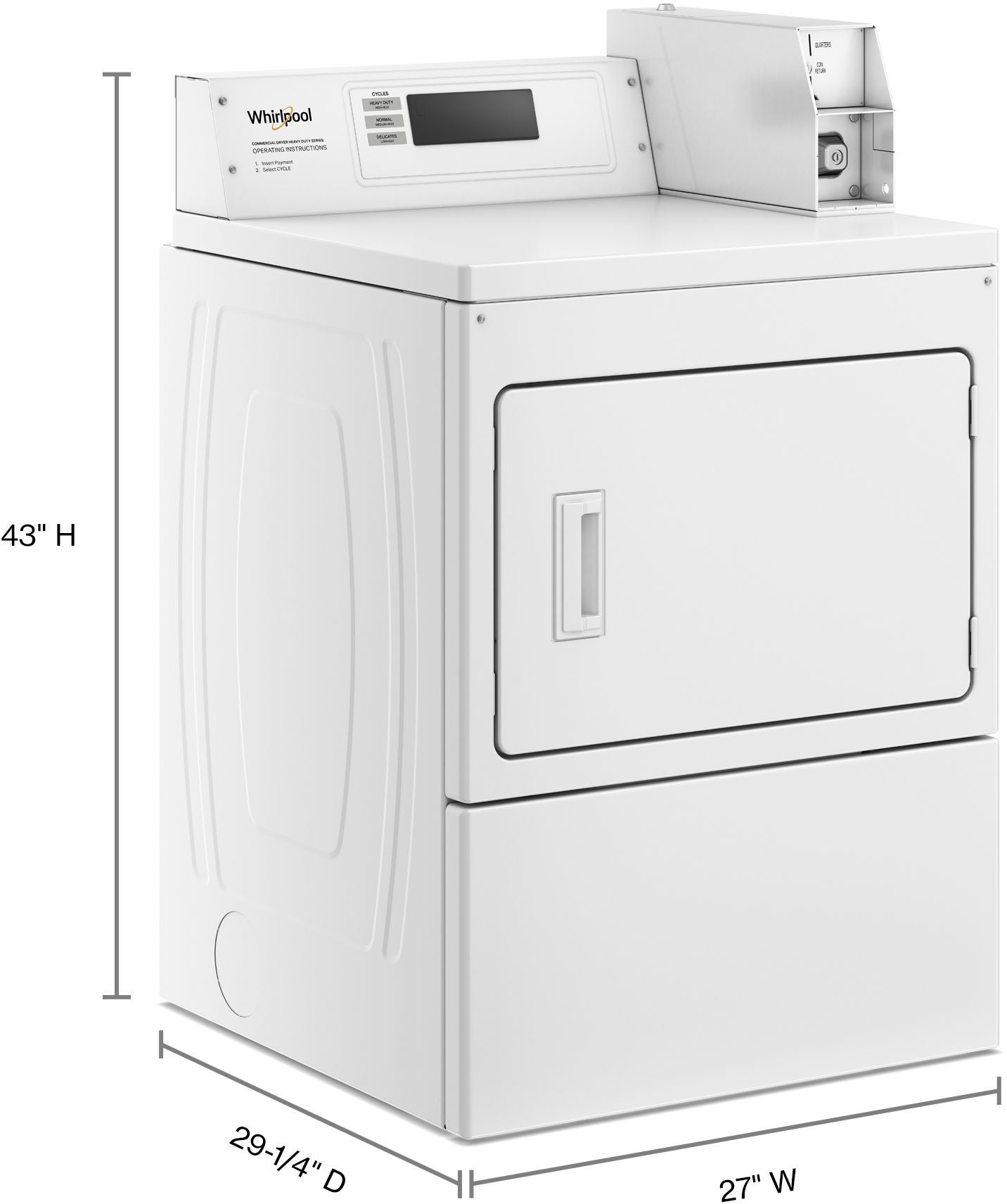 Whirlpool CGM2779JQ 27 Inch Commercial Single-Load Gas Dryer
