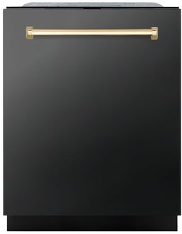 Black Stainless Steel With Polished Gold Handle