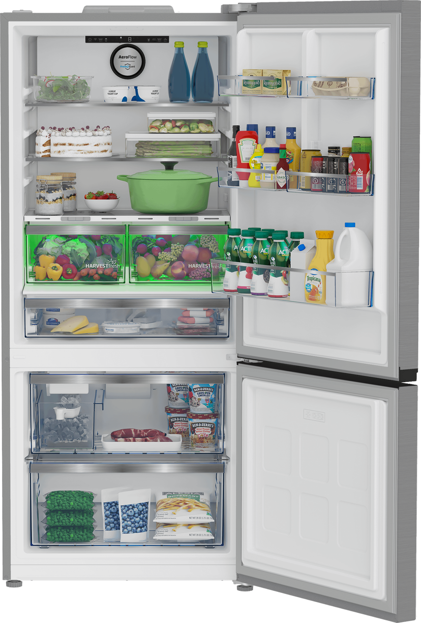 Beko BFBF30116SSIM 30 Inch Counter-Depth Bottom Mount Refrigerator Wi...