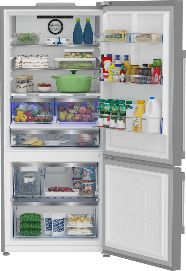 Beko BFBF30216SSIM 30 Inch Counter-Depth Bottom Mount Smart Refrigera...