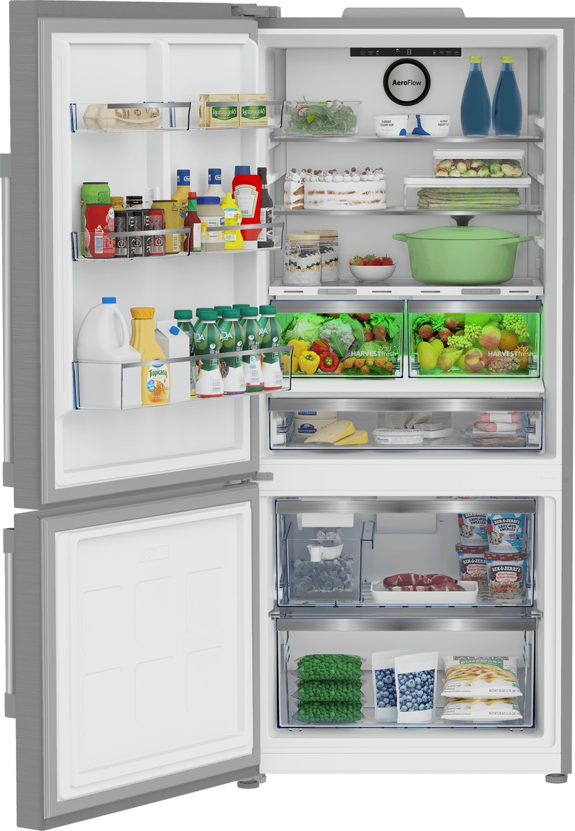 Beko BFBF30216SSIML 30 Inch Counter-Depth Bottom Mount Smart Refrigera...