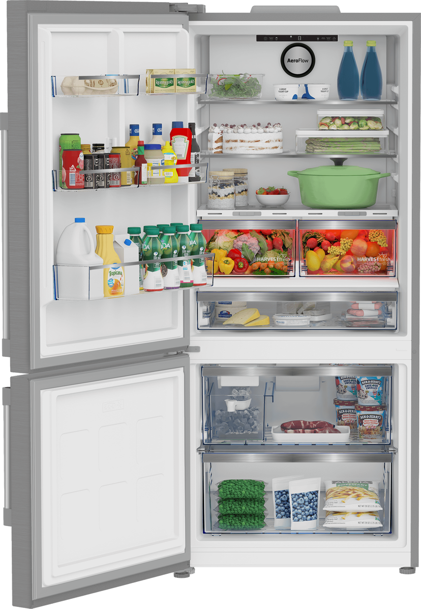 Beko BFBF30216SSIML 30 Inch Counter-Depth Bottom Mount Smart Refrigera...