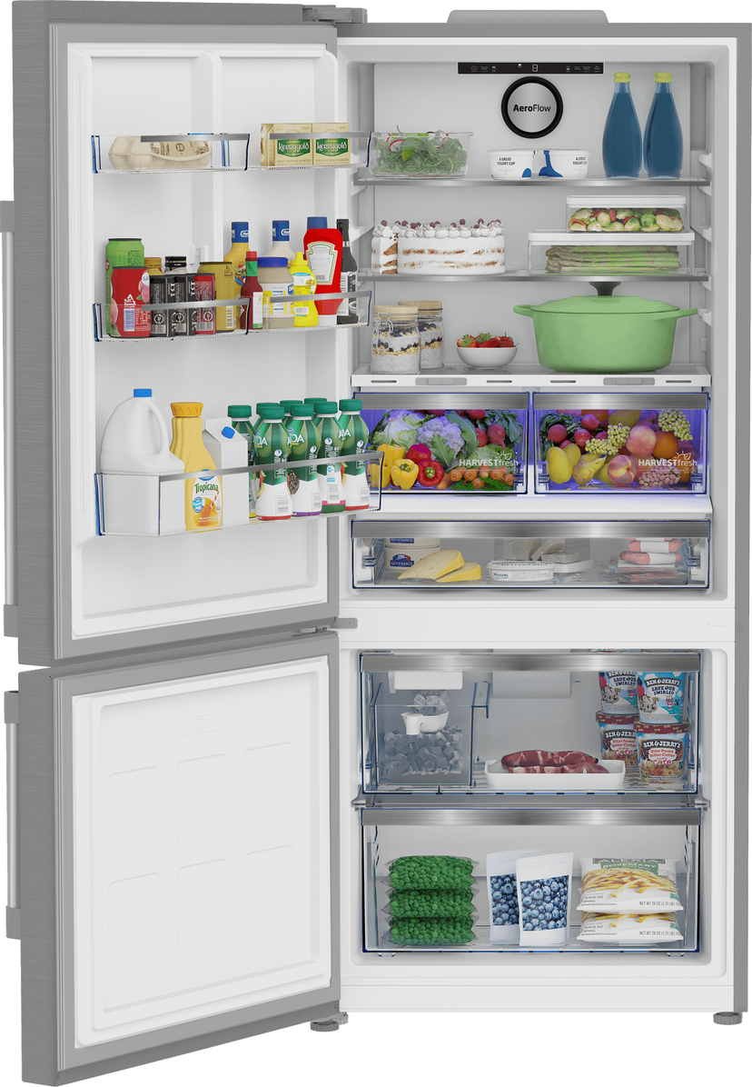 Beko BFBF30216SSIML 30 Inch Counter-Depth Bottom Mount Smart Refrigera...