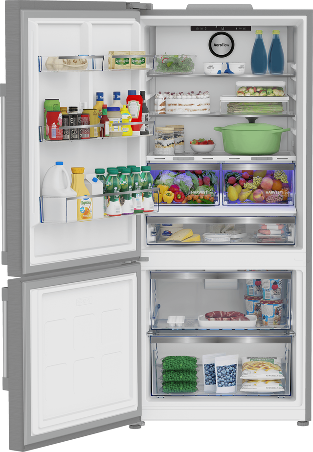 Beko BFBF30216SSL 30 Inch Counter-Depth Bottom Mount Refrigerator: S...