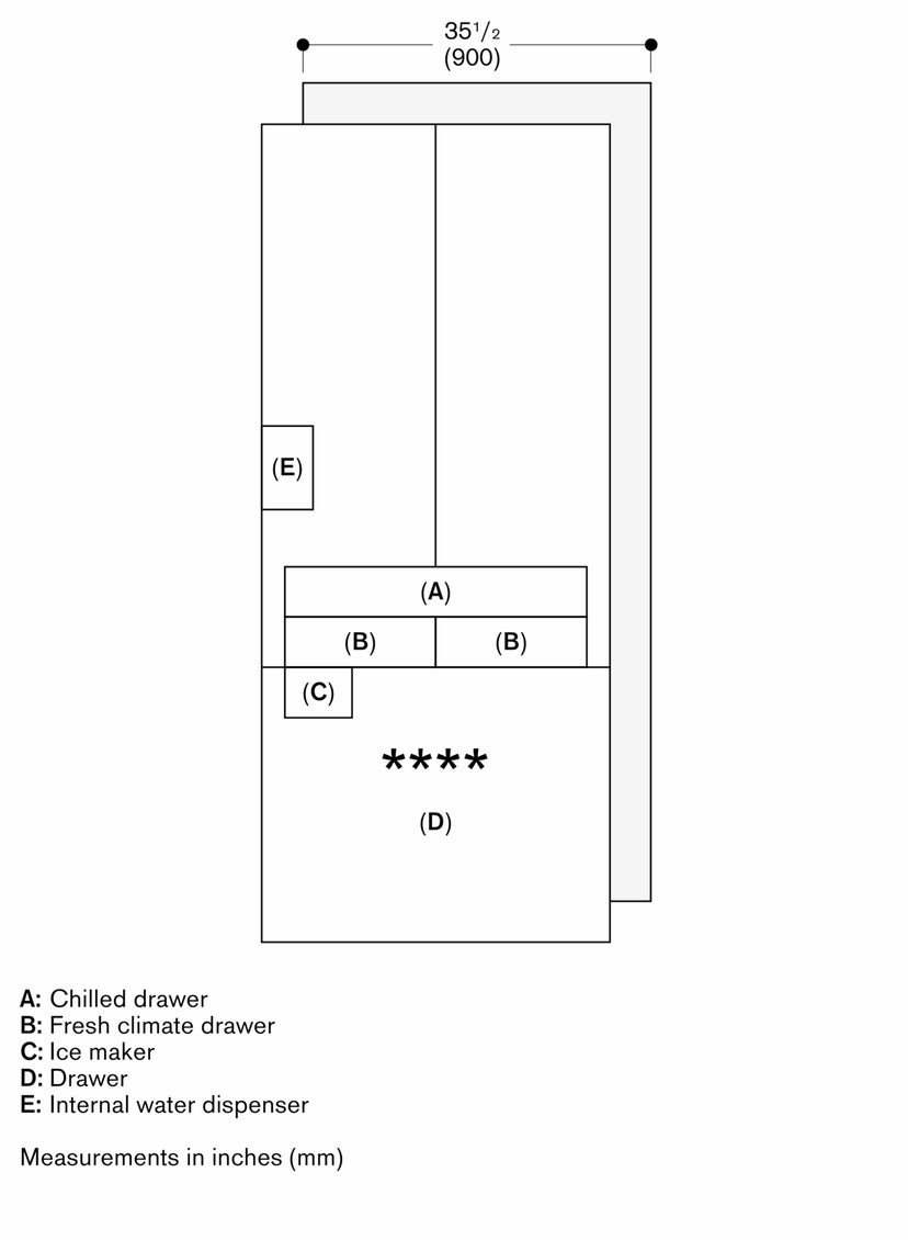 Gaggenau RVY497790 36 Inch French Door Soft Close Three Door Refriger...