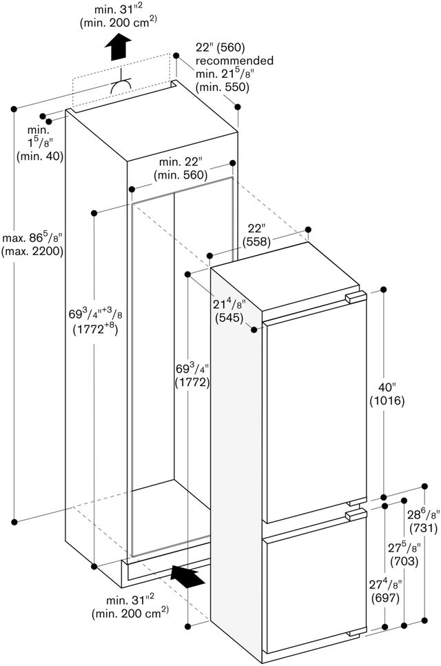 Gaggenau RB282705 Built-in fridge-freezer combination: Panel Ready