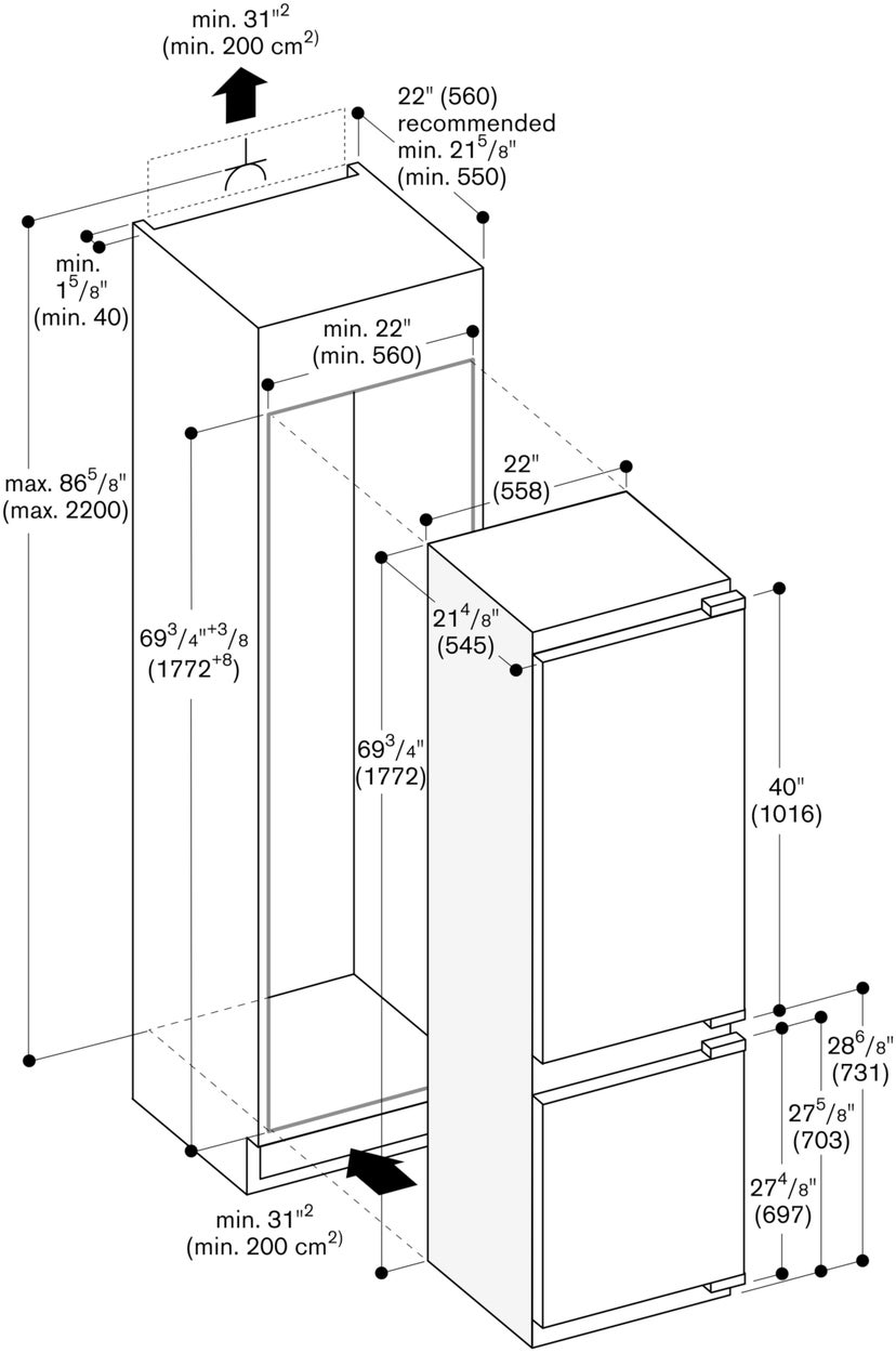 Gaggenau RB282705 Built-in fridge-freezer combination: Panel Ready