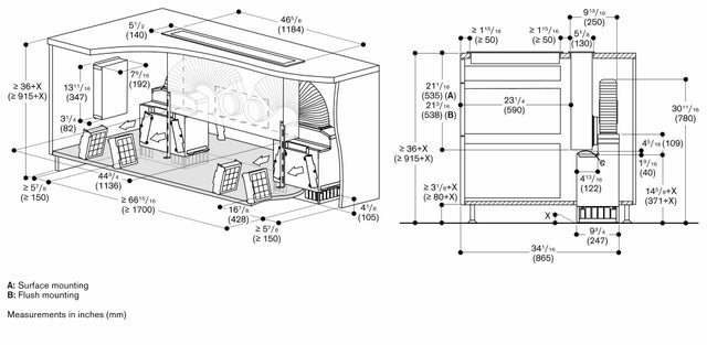 Gaggenau AL400722 48 Inch Downdraft Ventilation with 3 Power Levels,...