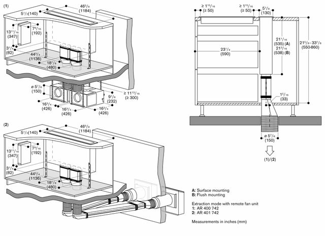 Gaggenau AL400722 48 Inch Downdraft Ventilation with 3 Power Levels,...