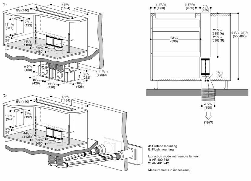 Gaggenau AL400722 48 Inch Downdraft Ventilation with 3 Power Levels,...