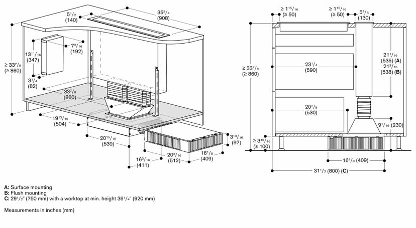 Gaggenau AL400792 36 Inch Downdraft Ventilation with 3 Power Levels,...