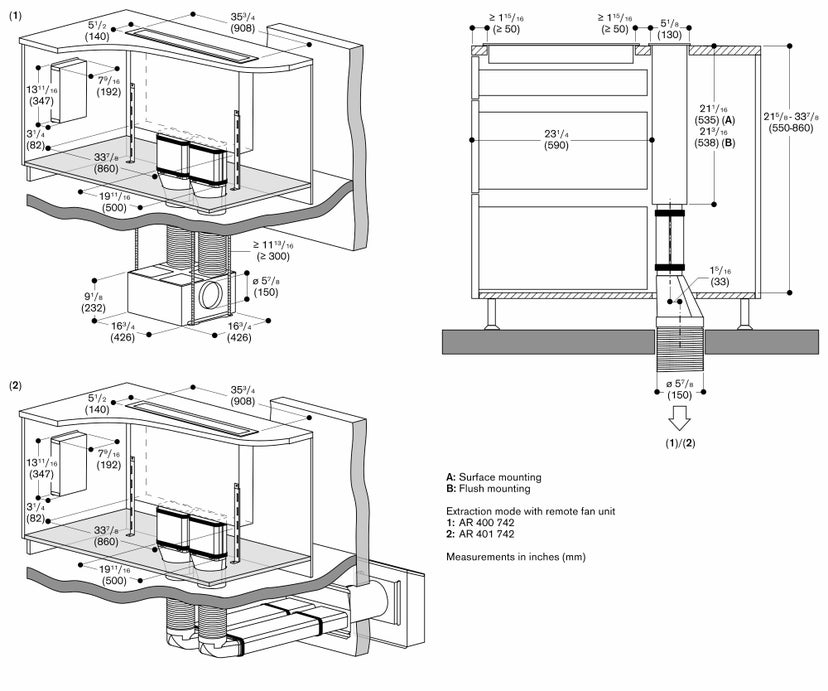 Gaggenau AL400792 36 Inch Downdraft Ventilation with 3 Power Levels,...