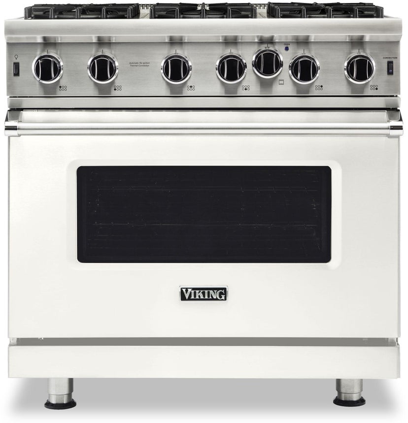 Viking VGIC53626BPW 36 Inch Gas Range with 6 Open Burners: Pure White