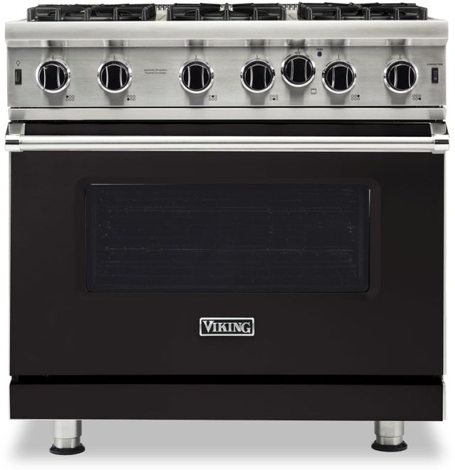 Viking VGIC53626BONLP 36 Inch Gas Range with 6 Open Burners: Onyx, Liqui...