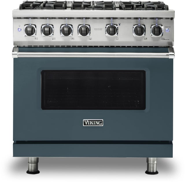 Viking VGR5366BSQ 36 Inch Freestanding Professional Gas Range with 6...