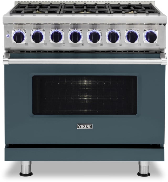 Viking VDR73626BSQ 36 Inch Freestanding Dual Fuel Range with Sealed B...